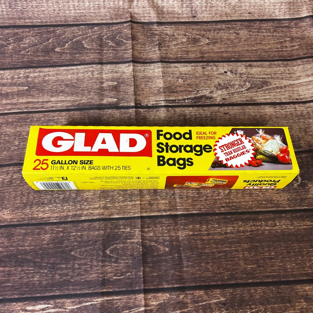 Vintage Glad Food Storage Bags 25 Gallon Size Clear Polyethylene Made in USA NEW